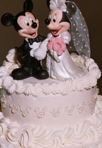 Our wedding cake with Mickey & Minnie topper